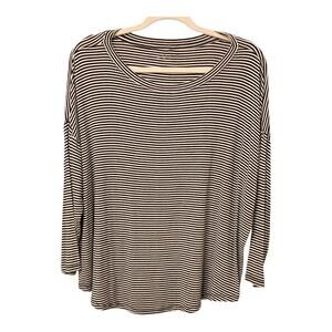 LOFT Black & White Striped Dolman Sleeve Top Size Medium